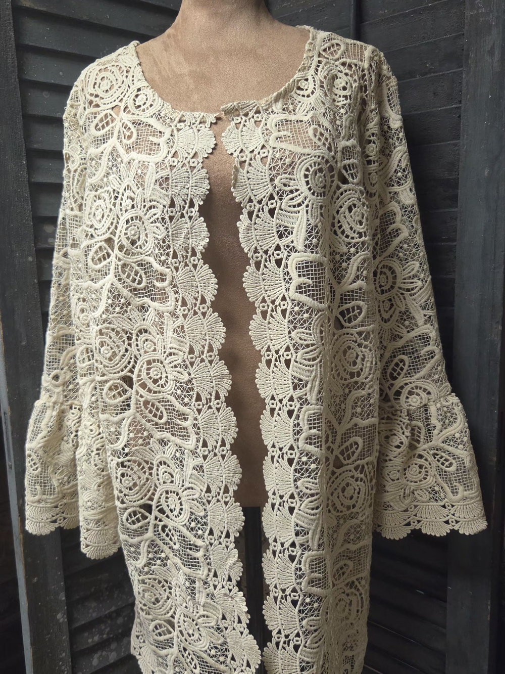 Women's Cream Crochet Lace Swim Cover-Up